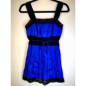 Betsey Johnson Blue/Black Satin Lace Dress Size 2
